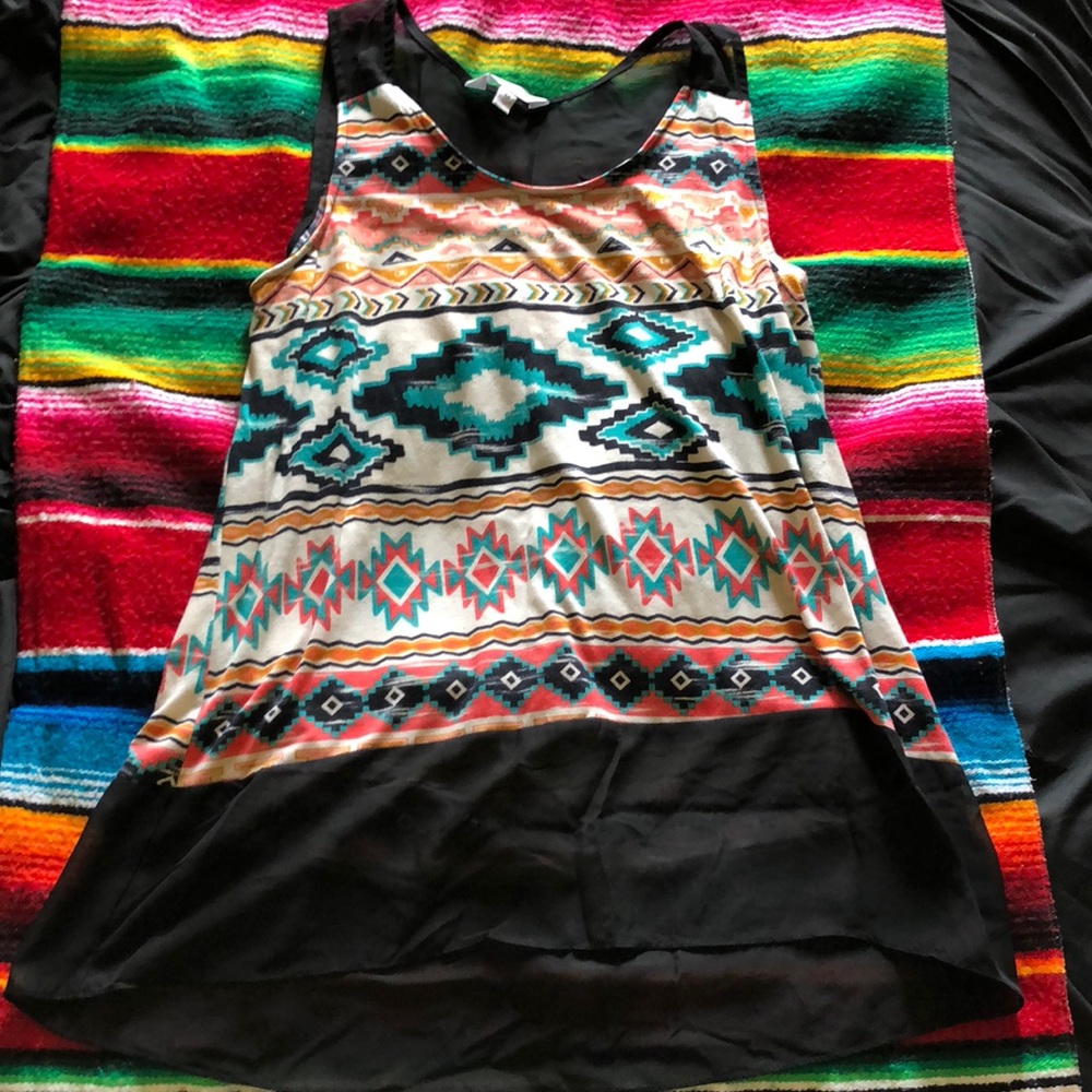 Tribal print hi-low tank